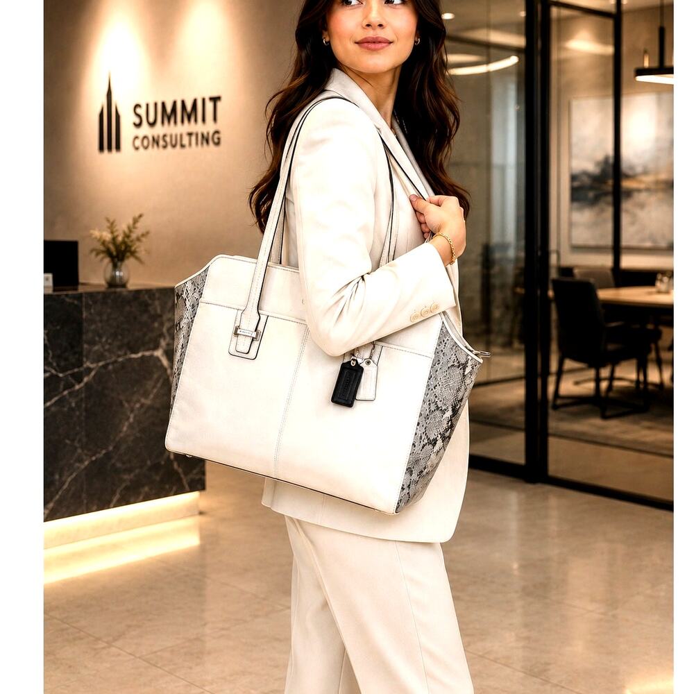 Coach Taylor Python Ivory Mixed Leather Shoulder Tote Bag and wallet corporate